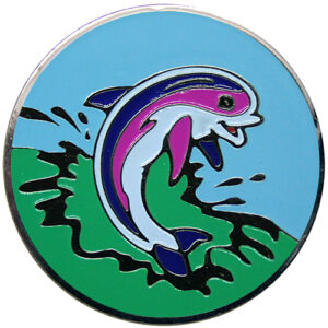 Dolphin green wave golf ball marker