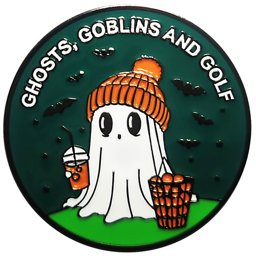 Ghosts, Goblins, and Golf Pumpkin spice ghost ball marker