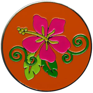 Orange Hibiscus golf ball marker