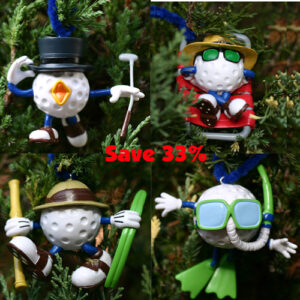 Christmas Golf Ball Ornaments Set of 4